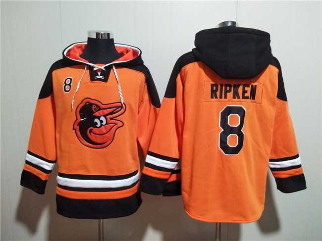 Men's Baltimore Orioles #8 Cal Ripken Jr. Orange Ageless Must-Have Lace-Up Pullover Hoodie,We sell and wholesale Men's Baltimore Orioles #8 Cal Ripken Jr. Orange Ageless Must-Have Lace-Up Pullover Hoodie on line form chian!